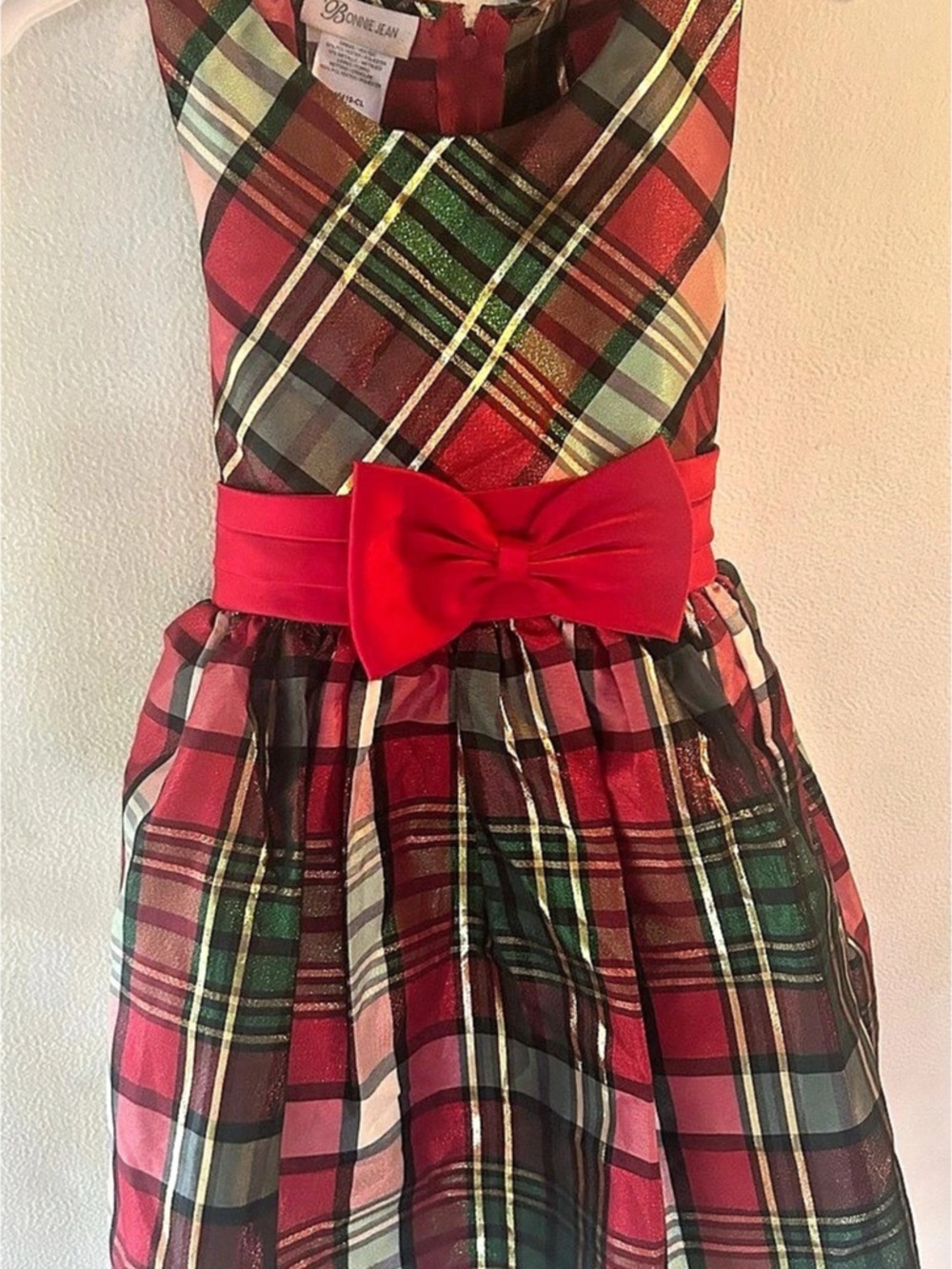 Bonnie Jean Girls Plaid Party Dress Size 8 Like New